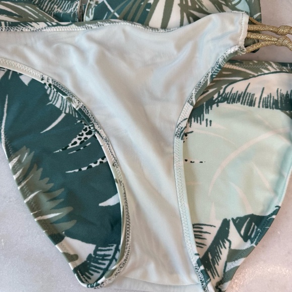 Aerie Palm Keyhole Bikini with Gold Straps Set - Picture 5 of 11